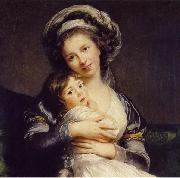 Elisabeth Louise Viegg-Le Brun Self portrait in a Turban with Julie, oil